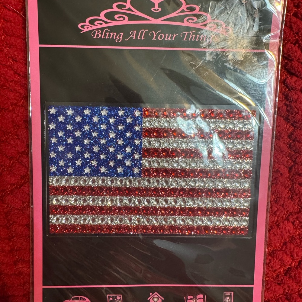 American Flag sticker  Art - Red, Blue, Silver